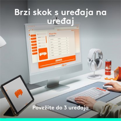 Tipkovnica LOGITECH POP Icon Keys, bežična, US Layout, BT, ljubičasto-bijela