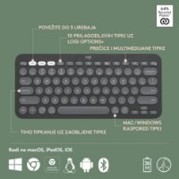 Tipkovnica LOGITECH Pebble Keys 2 K380S, BT, kompaktna, crna