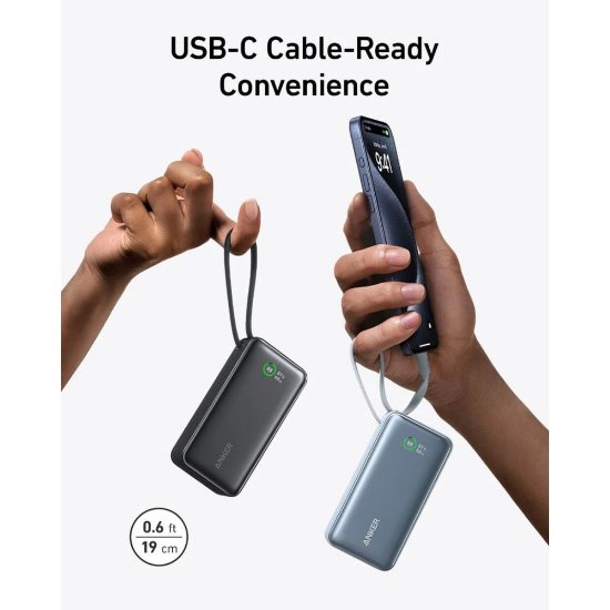 Mobilni USB punjač ANKER 545 Nano, 10000 mAh, USB-A, USB-C, crni