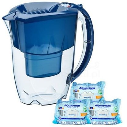 Vrč za filtriranje vode AQUAPHOR Amethyst, 2,8 l, 3 filtera, plavi