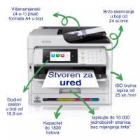Multifunkcijski printer EPSON WorkForce Pro WF-C5890DWF, print/scan/copy/fax, 4800 dpi, USB, G-LAN, WiFi