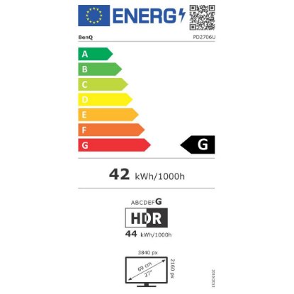 Premium monitor 27" BENQ PD2706U 9H.LLJLB.QEE, 4K UHD, IPS, 60Hz, 5ms, 350cd/m2, pivot, zvučnici, crni