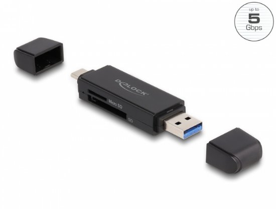 Čitač memorijskih kartica DELOCK za SD i Micro SD, USB-A i USB-C
