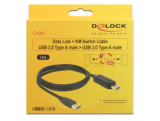 Kabel DELOCK, USB 3.0, USB-A (M) na USB-A (M), DataLink + KM switch, 1.5m