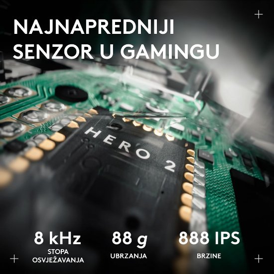 Miš LOGITECH Pro X2 Superstrike, bežični, optički, 44000dpi, bijeli, USB