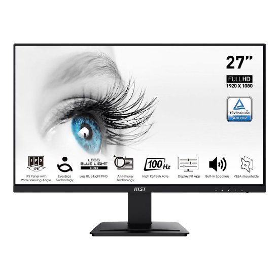 Monitor 27" MSI PRO MP273A, FHD, IPS, 100Hz, 1ms, 300cd/m2, zvučnici, crni