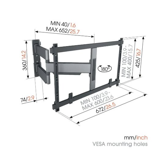 Nosač zidni za TV VOGEL'S TVM5645 ELITE, 40"-77", zakretni, do 45kg
