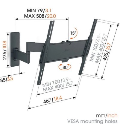 Nosač zidni za TV VOGEL'S TVM 1443, 32-65", zglobni, do 25kg