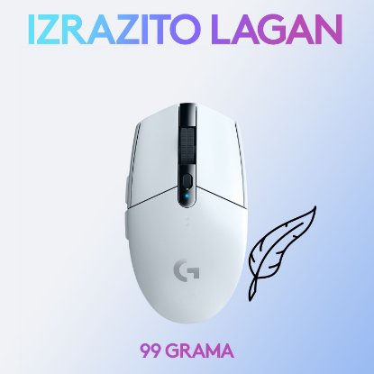 Miš LOGITECH Gaming G305 Lightspeed, bežični, optički, 12000dpi, bijeli, USB