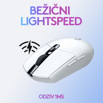 Miš LOGITECH Gaming G305 Lightspeed, bežični, optički, 12000dpi, bijeli, USB