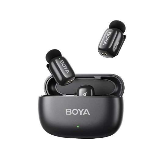 Mikrofon BOYA mini 2-02, bežični (2 TX + 1 RX + Charging Case), USB C, crni