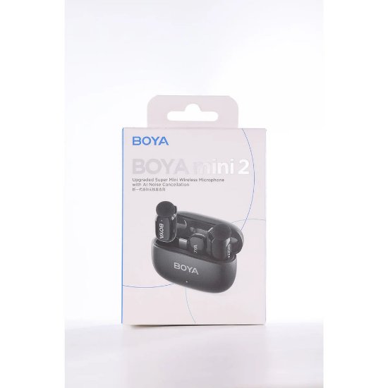 Mikrofon BOYA mini 2-02, bežični (2 TX + 1 RX + Charging Case), USB C, crni
