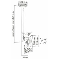 Nosač stropni za TV SBOX CPLB-28S, 23"- 43", 30kg, zakretni