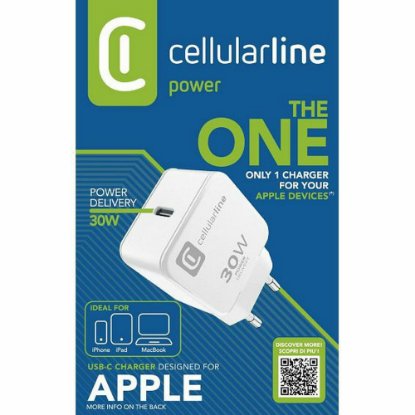 Kućni punjač CELLULARLINE, za Apple, 30W, USB-C, bijeli