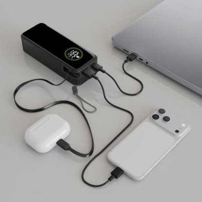 Mobilni USB punjač CELLULARLINE Power Bank Roller, 65W, 20.000 mAh, crni