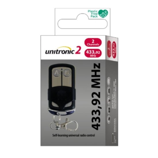Daljinski upravljač UNITRONIC, upravljač za garažna vrata 433,92 MHz s 2 tipke,auto.učenje