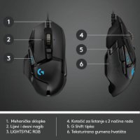 Miš LOGITECH Gaming G502 Hero RGB, optički, 25600dpi, crni, USB