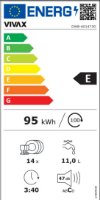 Ugradbena perilica posuđa VIVAX DWB-601472D, 14 kompleta, energetski razred E