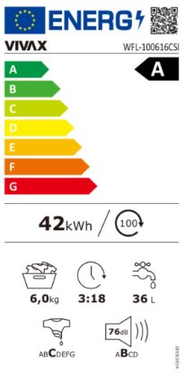 Perilica rublja VIVAX WFL-100616CSI, 6 kg, 1200 o/min, energetski razred A, bijela